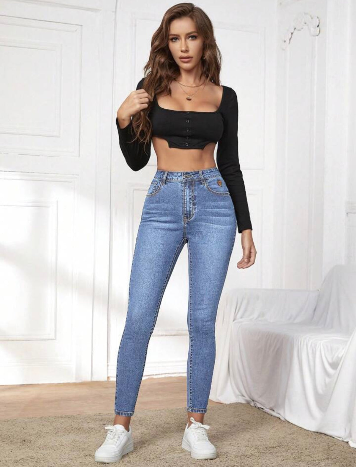 High Waist Slim Fit Jeans