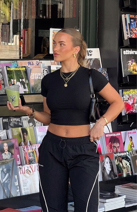 O Neck Knit Crop Top