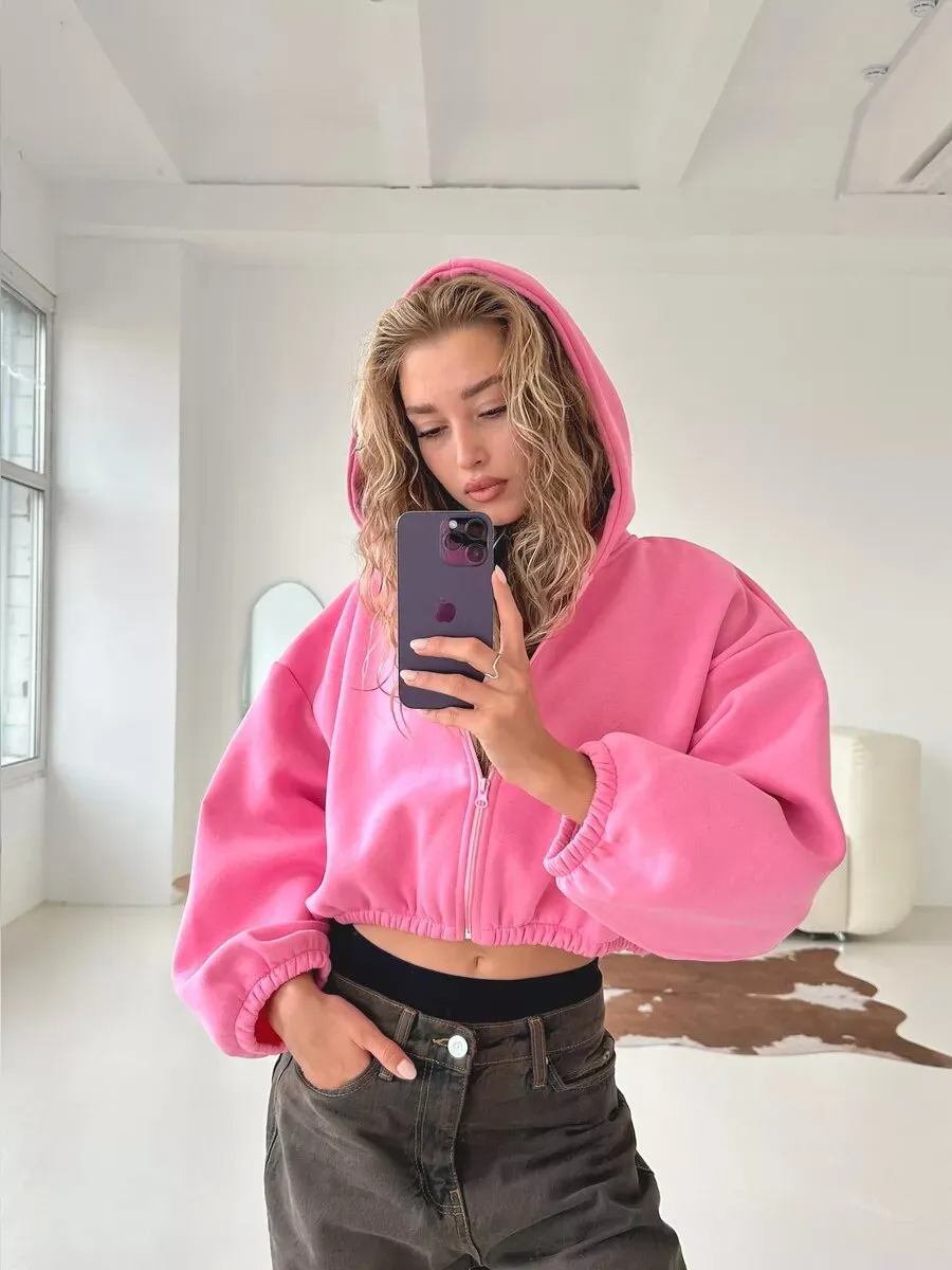 MIRABELLE Zip Crop Hoodie