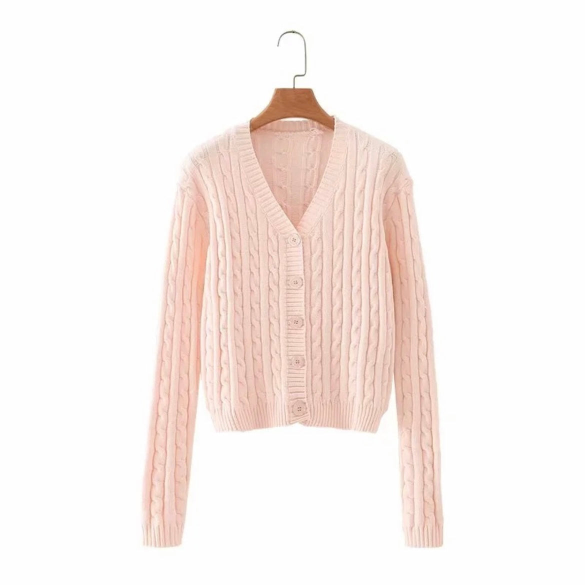 V neck Solid Long Sleeve Knitted Top