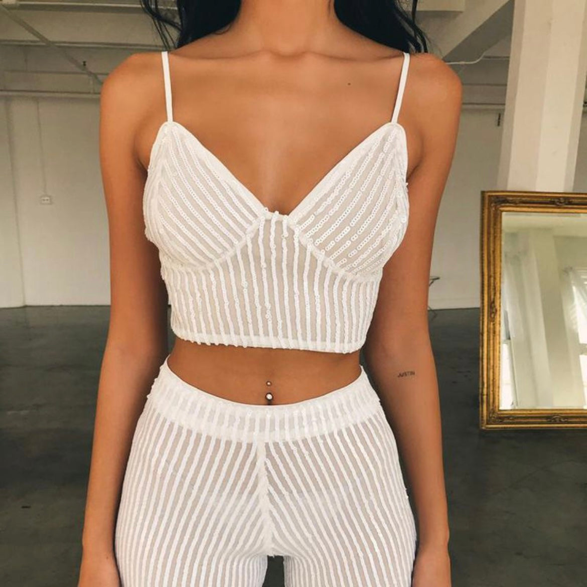 White Striped Tank