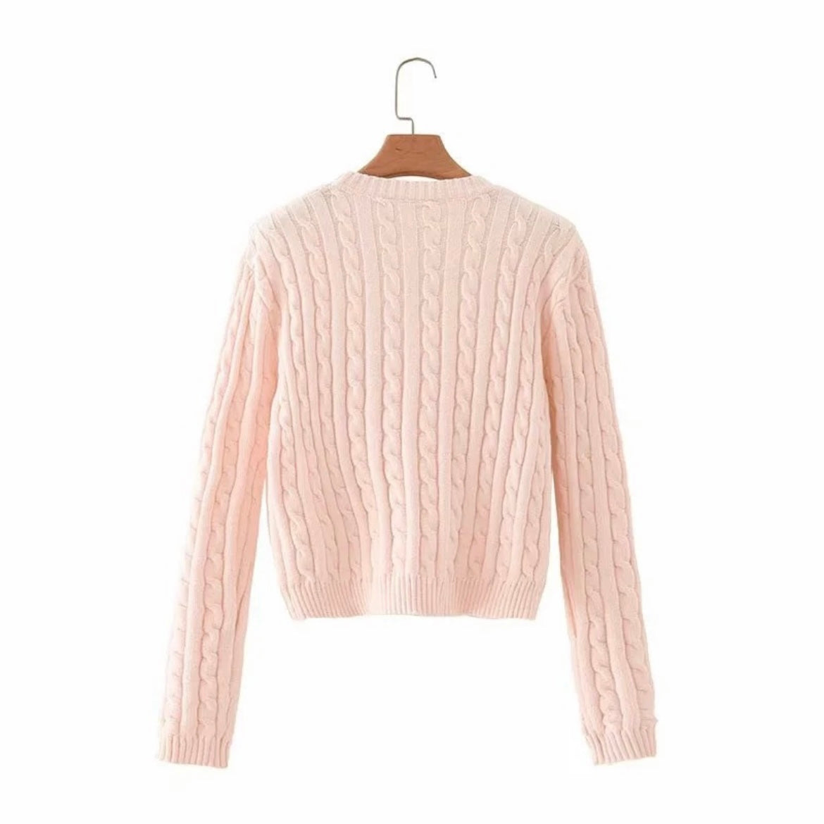 V neck Solid Long Sleeve Knitted Top