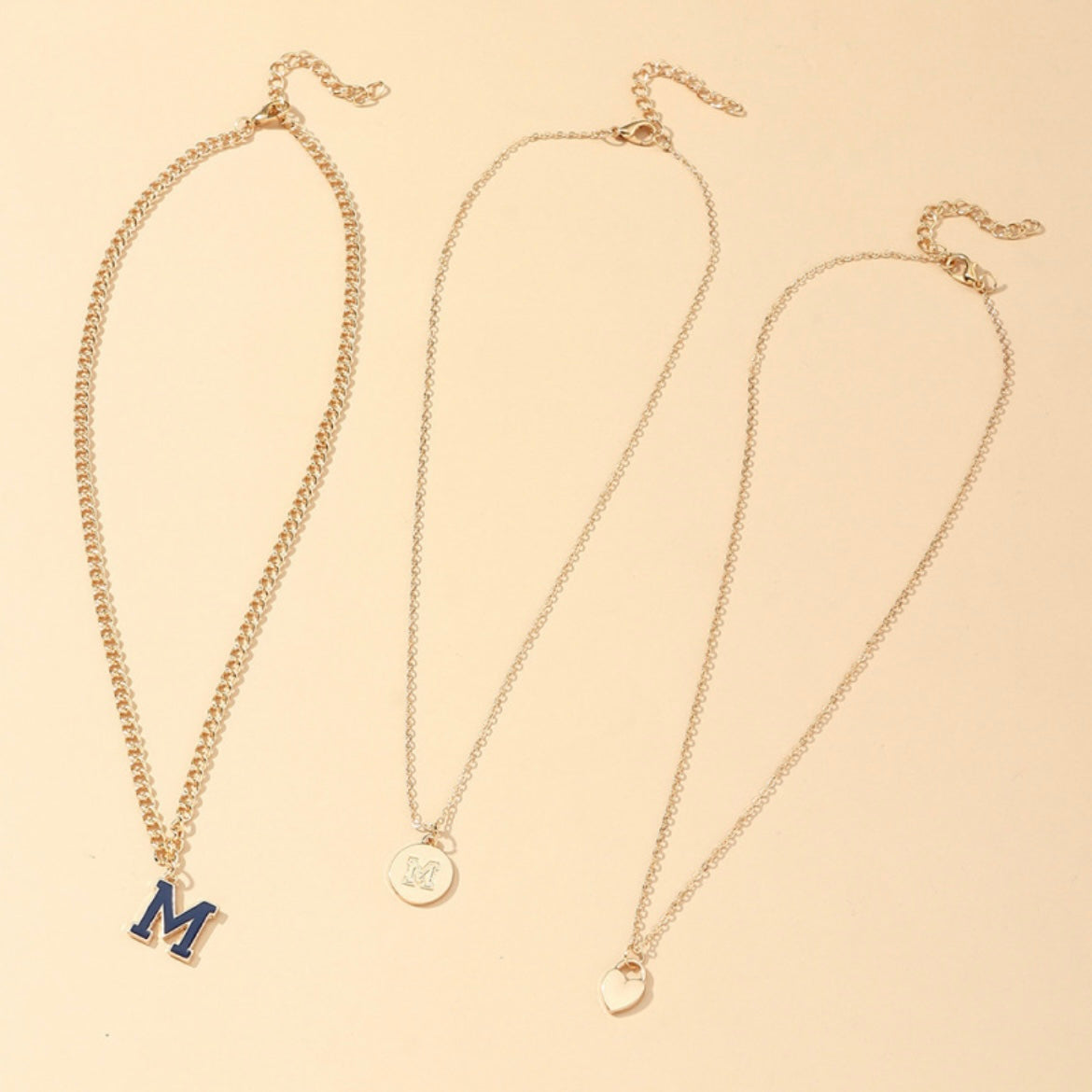 Letter M Necklace set
