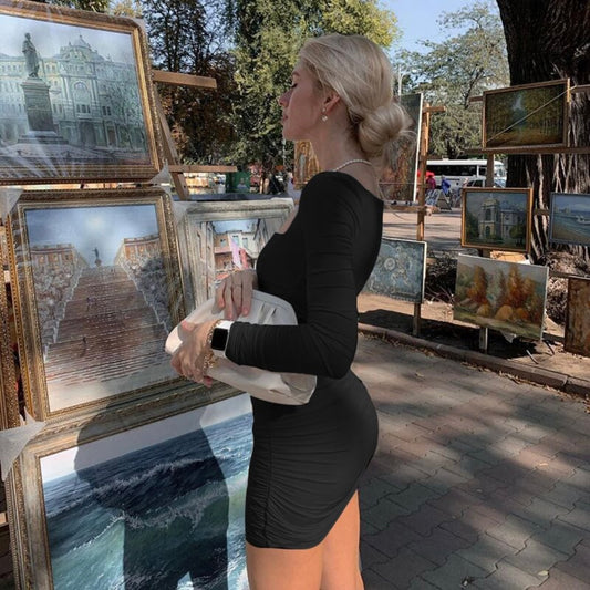 Women Sexy Square Neck Dress