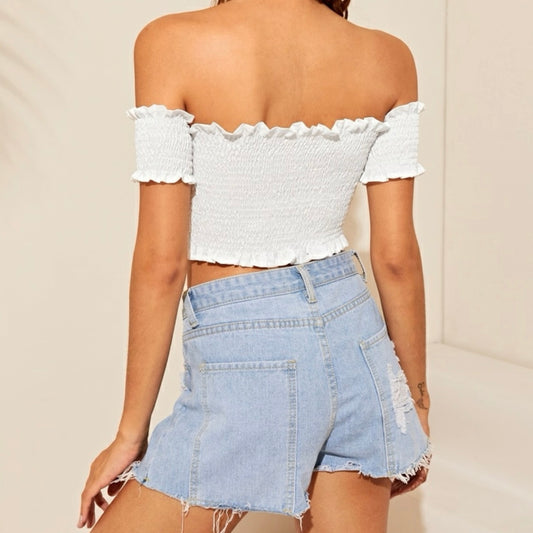 Off shoulder white top