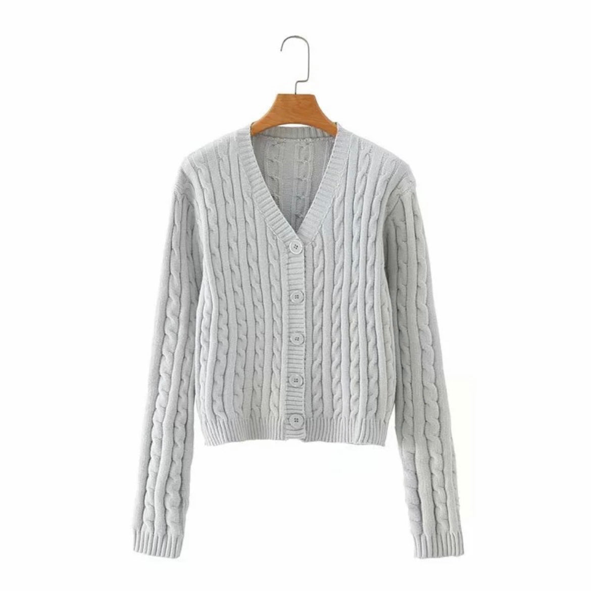 V neck Solid Long Sleeve Knitted Top