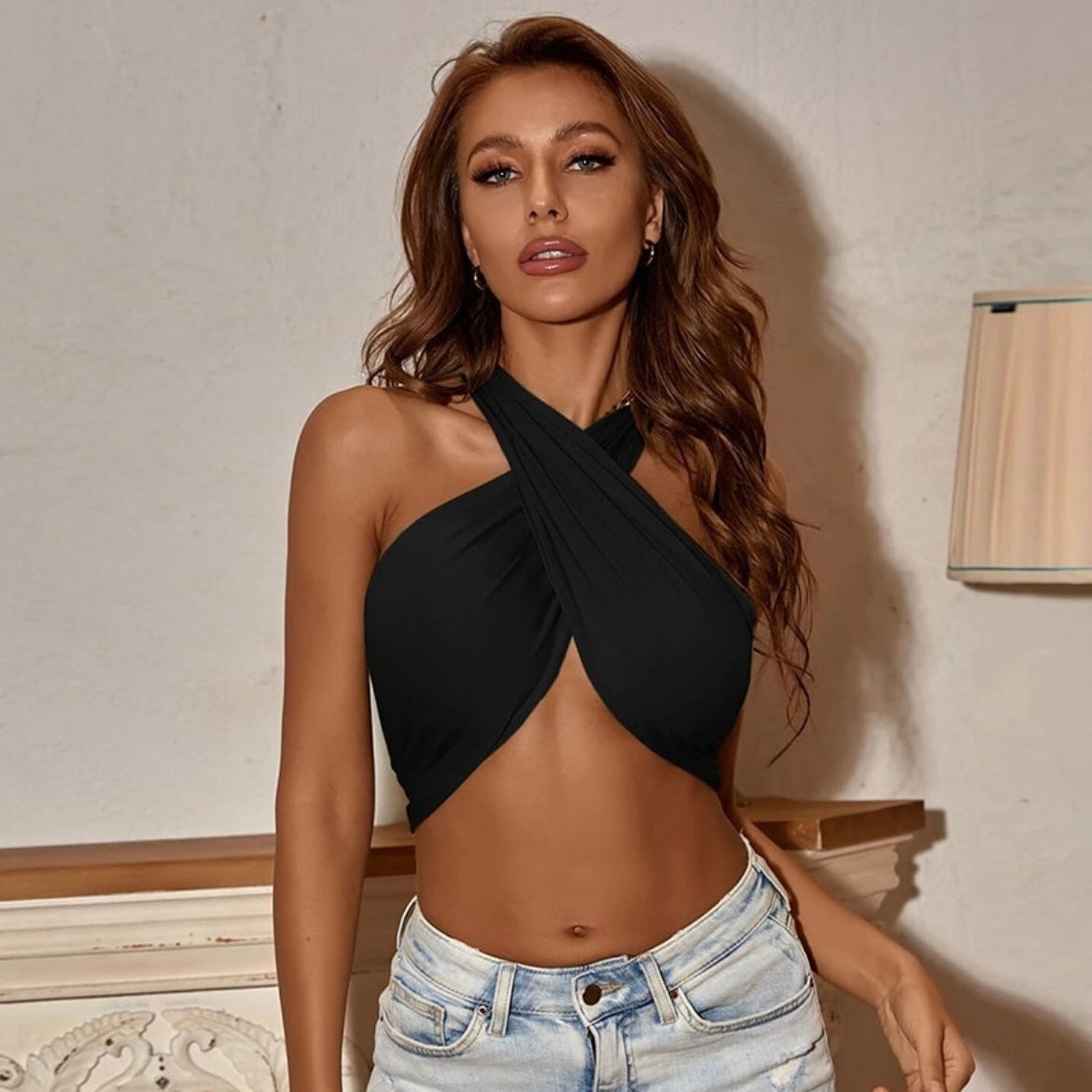 Emery Halter Neck Knotted Top