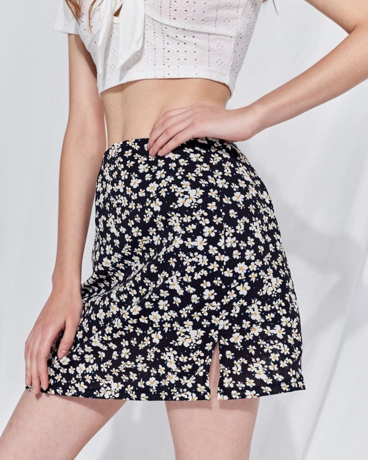 Floral Slit Skirt