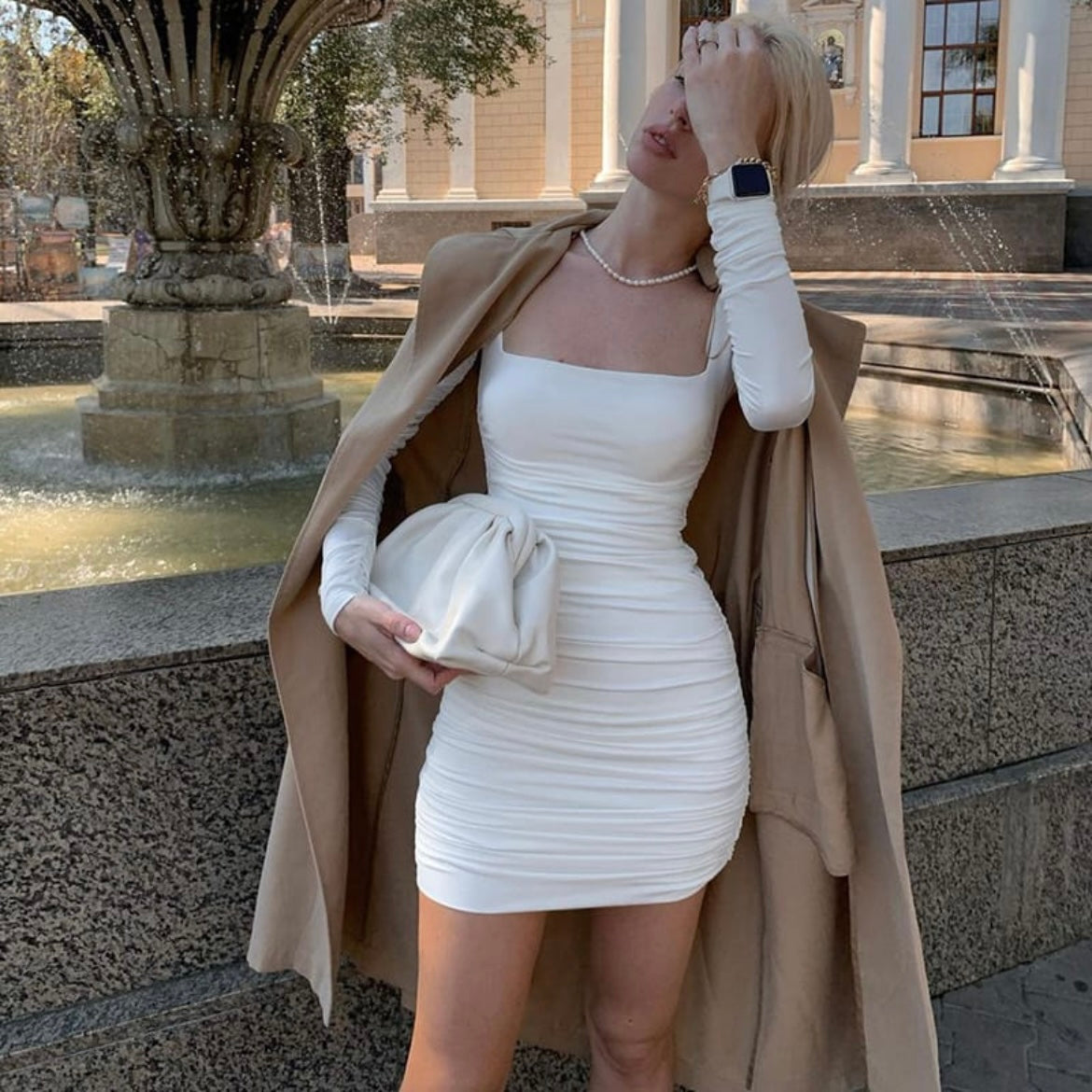 Women Sexy Square Neck Dress