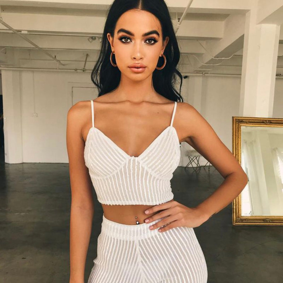 White Striped Tank