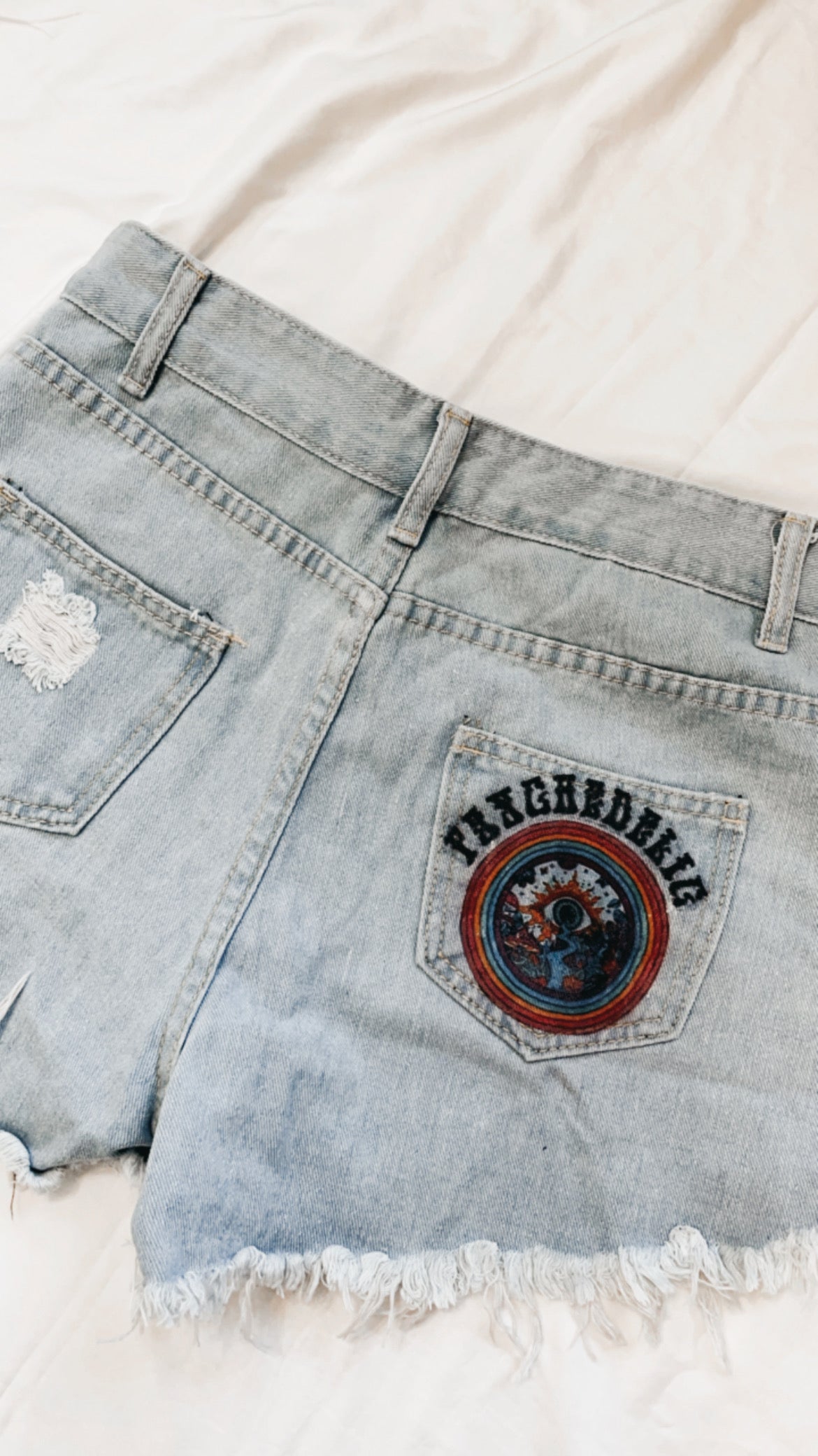Evil eye Printed Denim Shorts