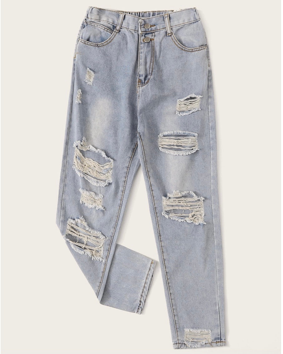 Ripped Light Blue Mom Jeans