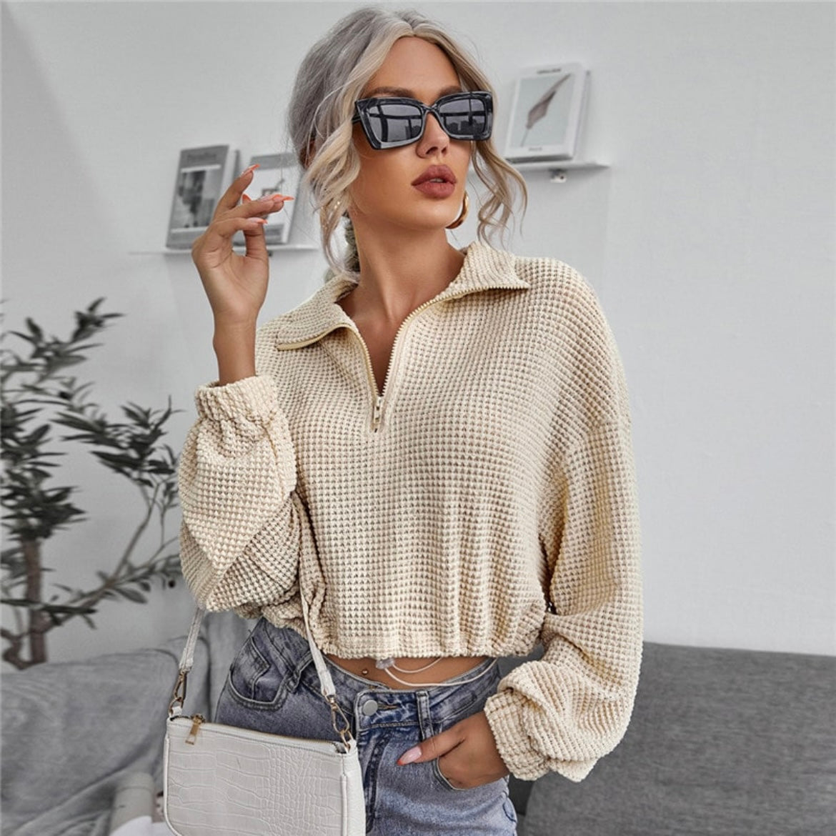 Evelyn Lapel Drawstring Top