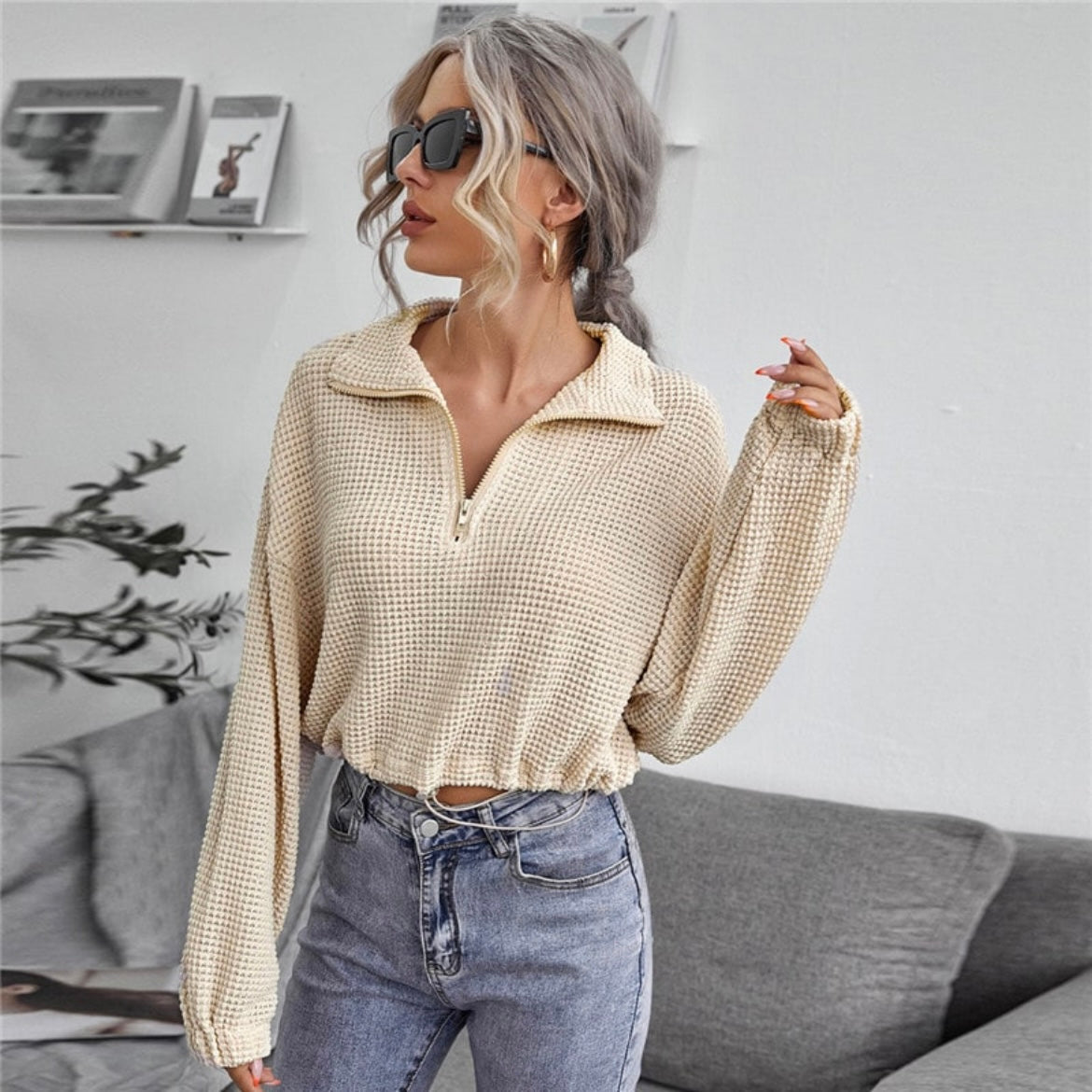 Evelyn Lapel Drawstring Top
