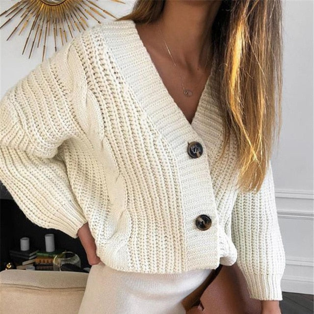 Women Short Cardigan Knitted Sweater