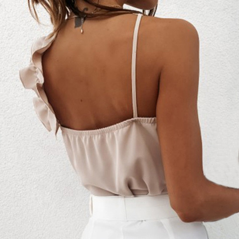 Summer V nack Blouse Shirts