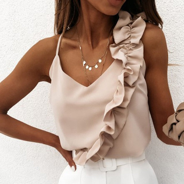 Summer V nack Blouse Shirts