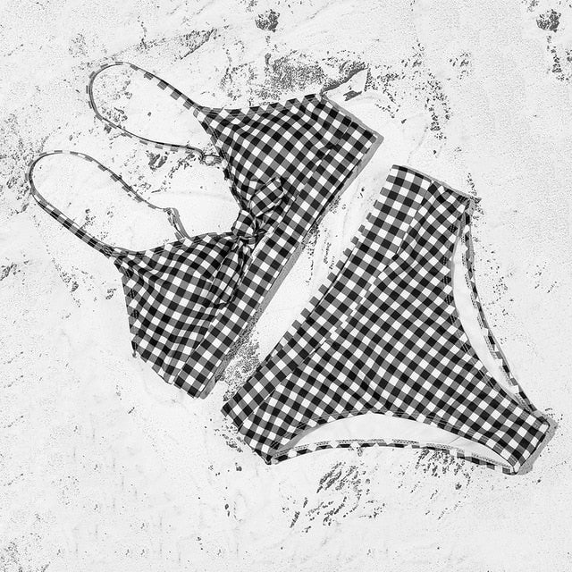High Waist Plaid Bikini Set