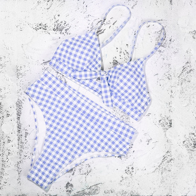 High Waist Plaid Bikini Set