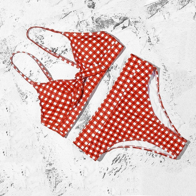 High Waist Plaid Bikini Set