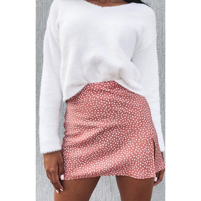 High Waist Floral mini skirt