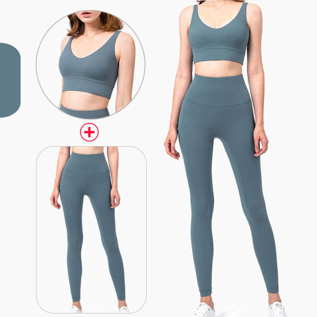 Solid High Waist Seamless Full Length Leggings