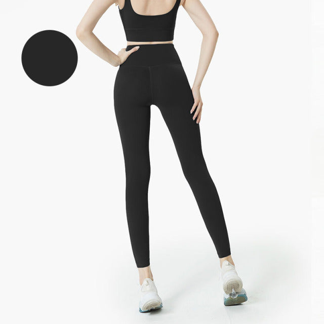 Solid High Waist Seamless Full Length Leggings