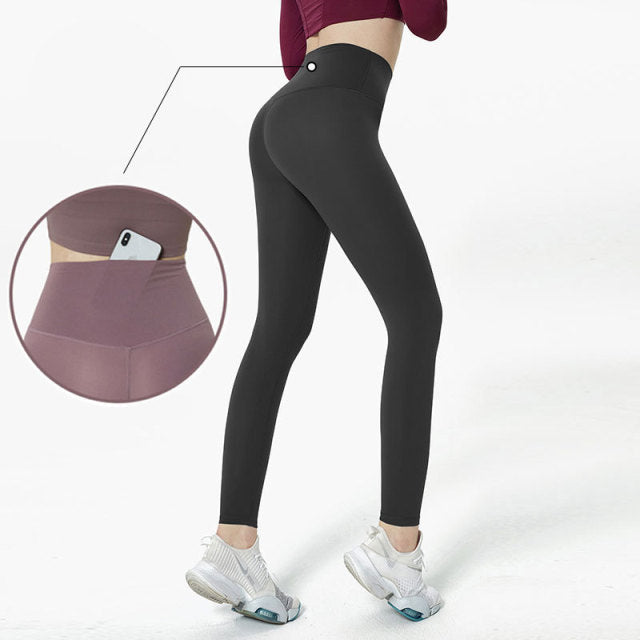 Solid High Waist Seamless Full Length Leggings