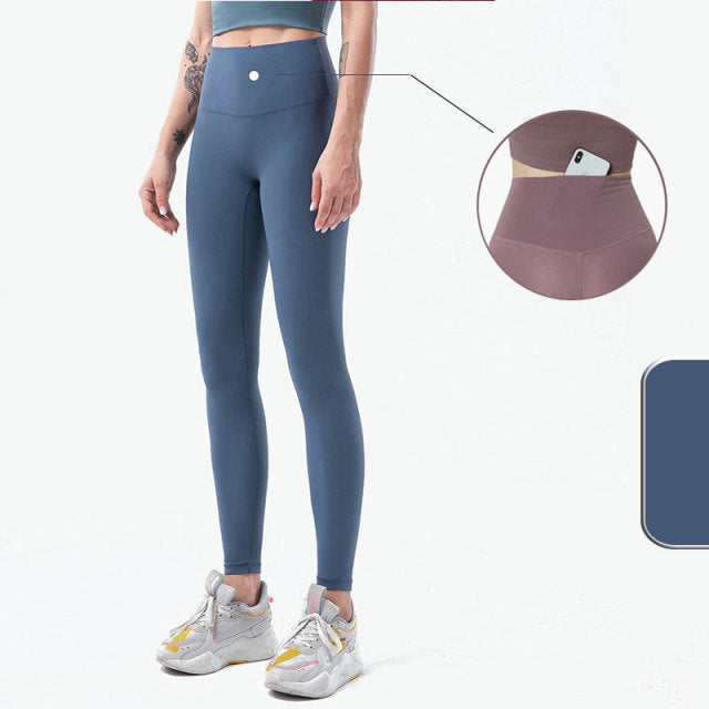 Solid High Waist Seamless Full Length Leggings