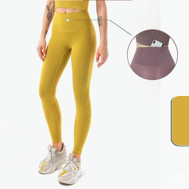 Solid High Waist Seamless Full Length Leggings