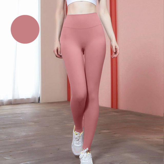Solid High Waist Seamless Full Length Leggings