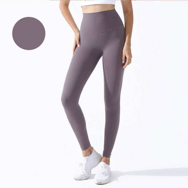 Solid High Waist Seamless Full Length Leggings
