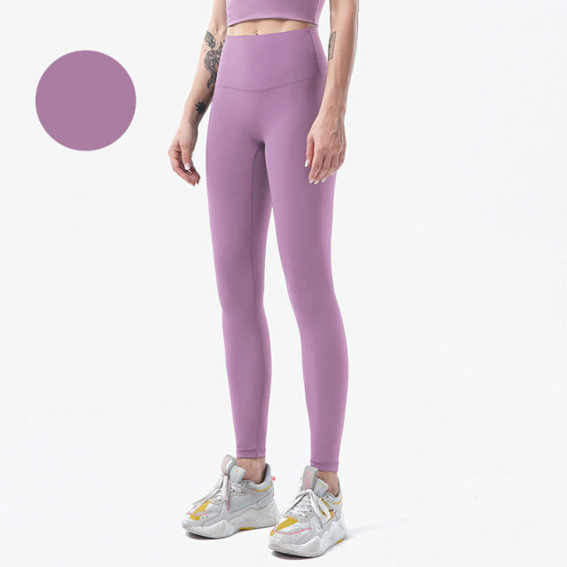 Solid High Waist Seamless Full Length Leggings