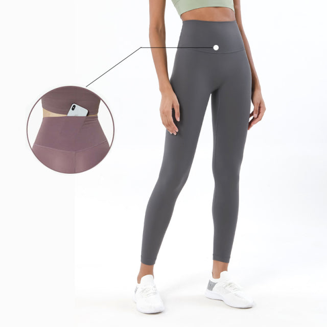 Solid High Waist Seamless Full Length Leggings