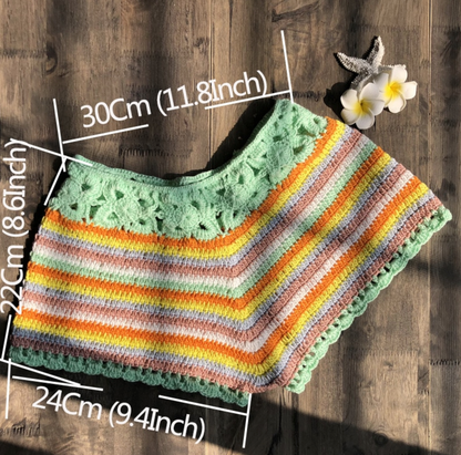 Rainbow Stripe Knitted Crochet Shorts