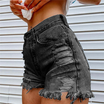Contrast Sun and Moon Denim Shorts