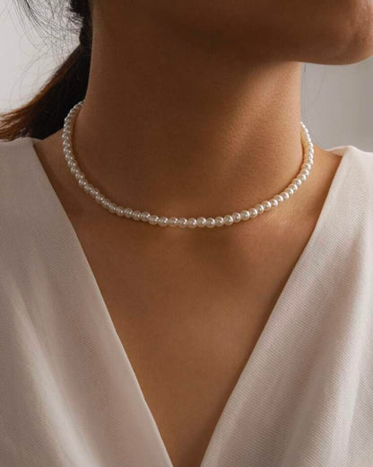Faux Pearl Beaded Necklace