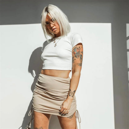 Rib knit Drawstring Skirt