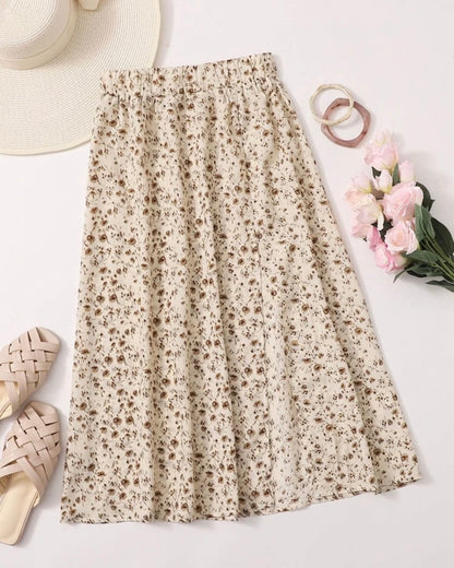 Floral Thigh Midi Skirt