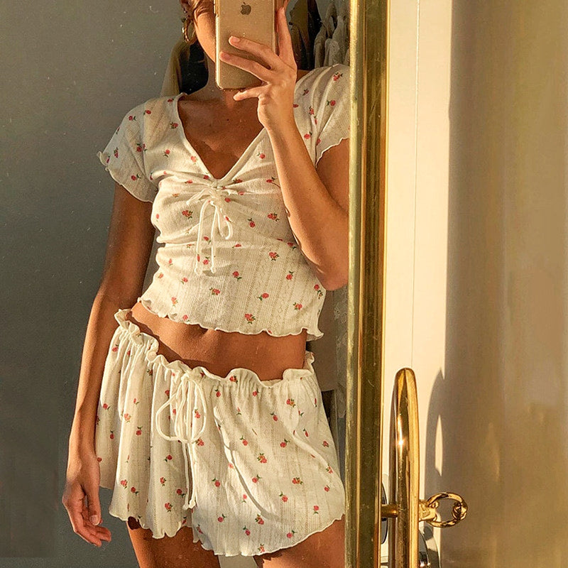 Floral Ruffled Two Piece Set