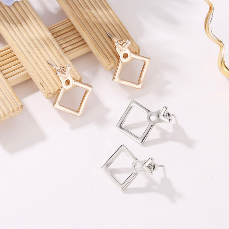 Geometric Hollow Alloy Stud Earrings