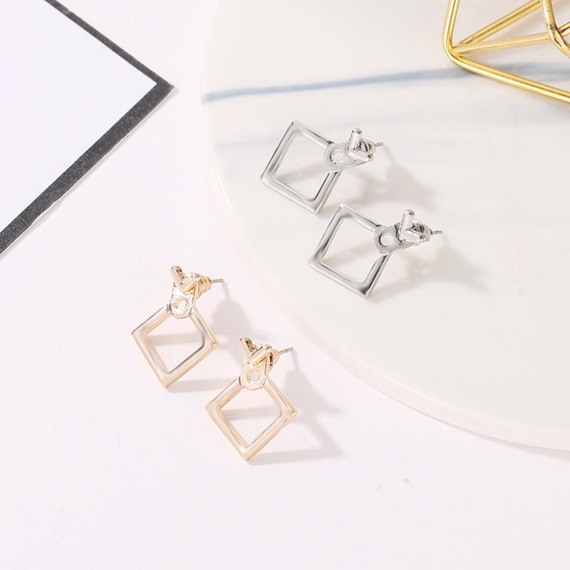 Geometric Hollow Alloy Stud Earrings