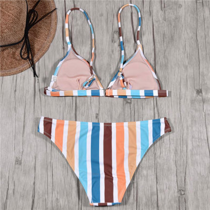 Stripe Two Pieces Swimsuit