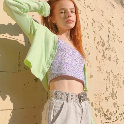 Flower Print Strap Crop Top