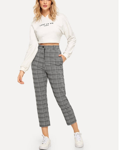 Plaid Button Pants
