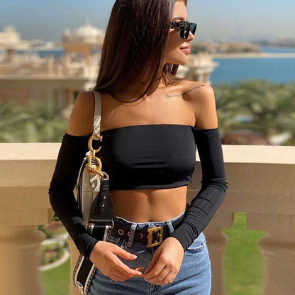 Solid Off shoulder crop top