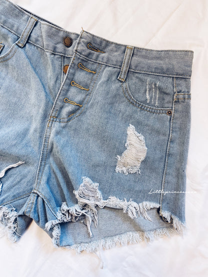 Evil eye Printed Denim Shorts