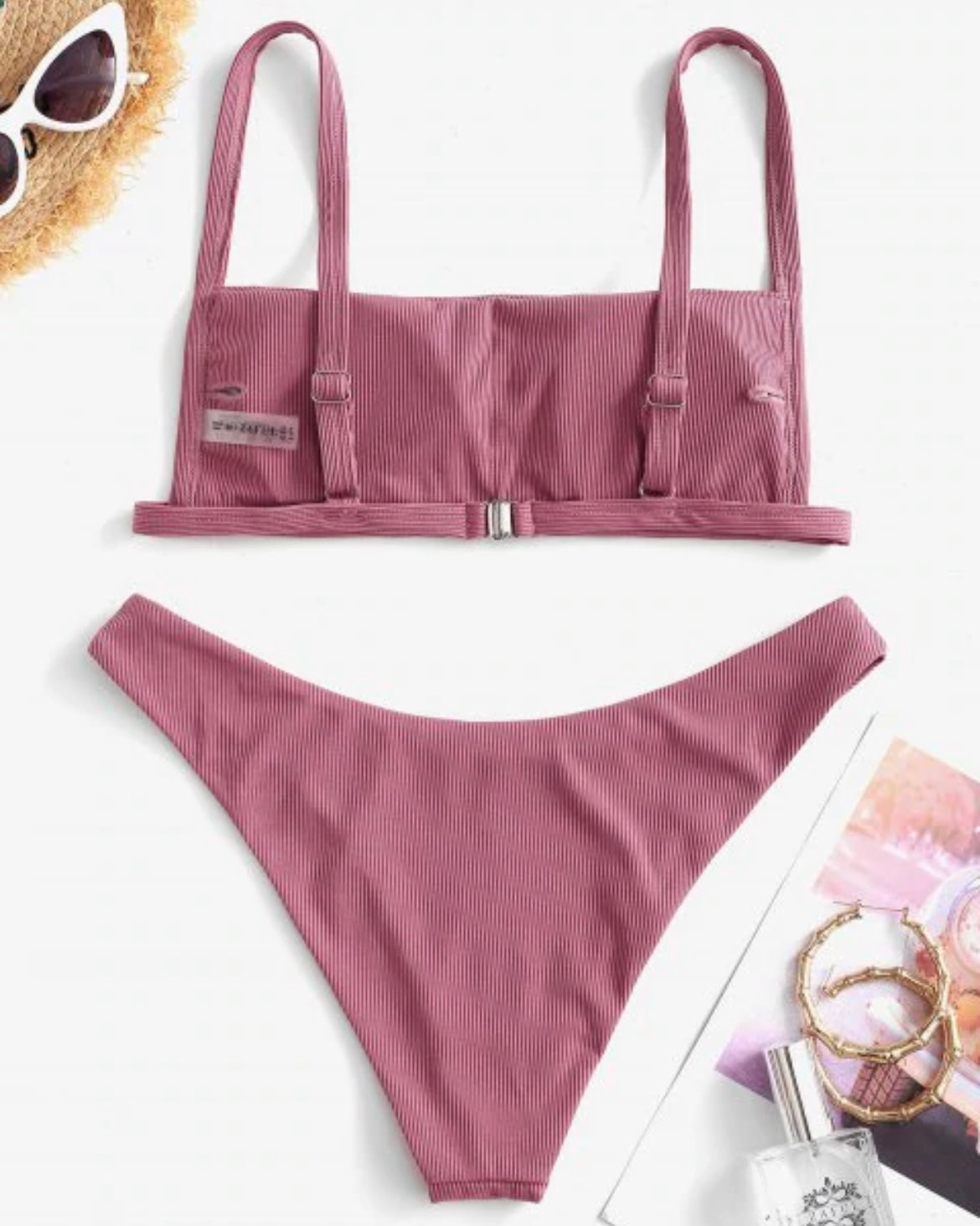 Ribbed Square Bikini Swimwear