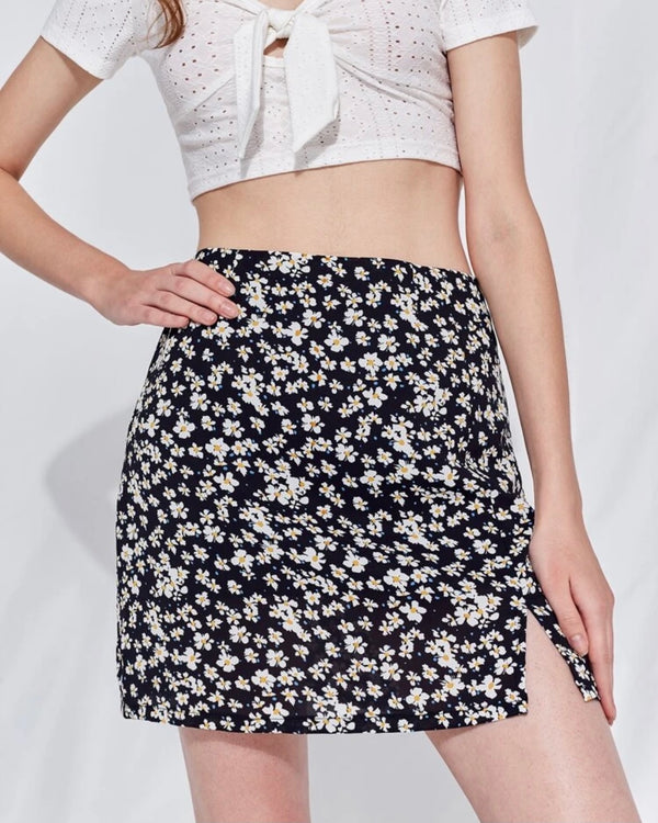 Floral Slit Skirt