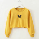 Butterfly Long Sleeve Cropped Top